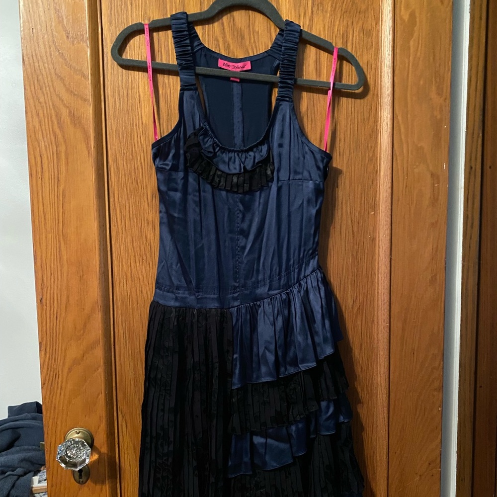 Betsey Johnson blue and black asymmetrical dress